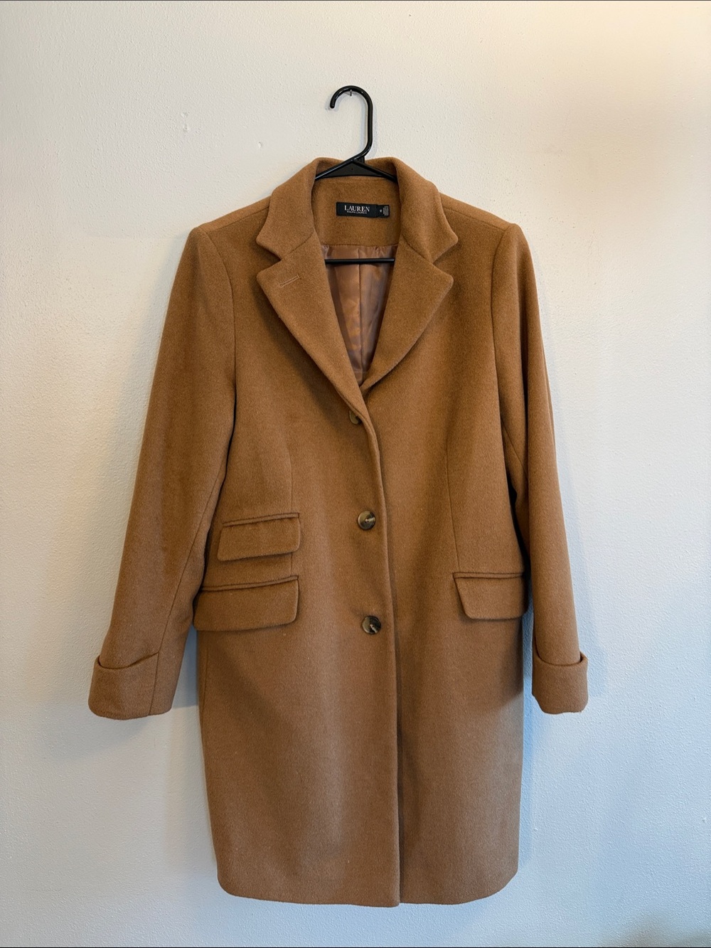 Lauren Ralph Lauren Camel Brown Wool Pea Coat